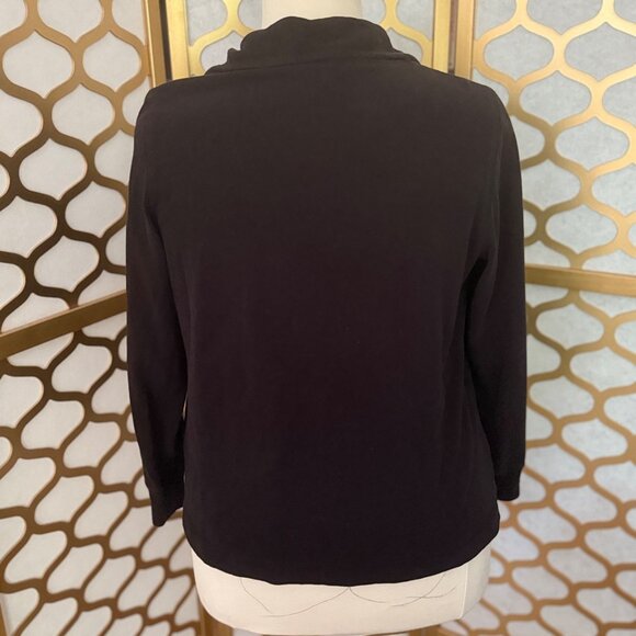 Eileen Fisher Size L Black 100% Cotton Relaxed Fit Zip-Up Jacket with Pockets - Picture 12 of 14